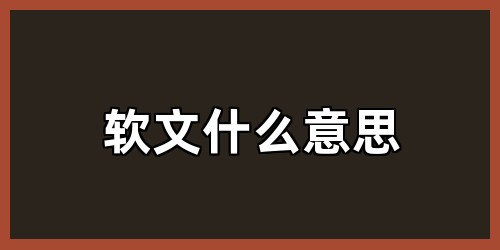 软文什么意思